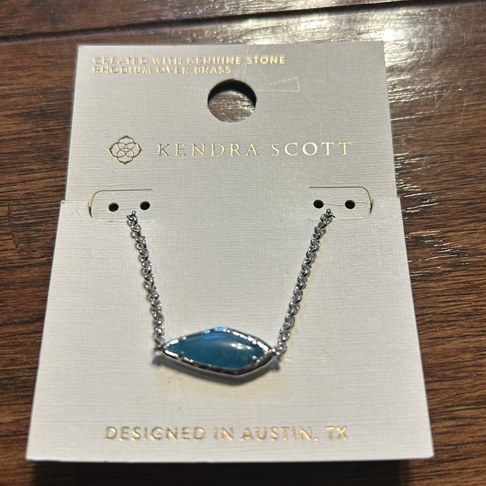 Kendra Scott, silver/green pendant necklace NWT